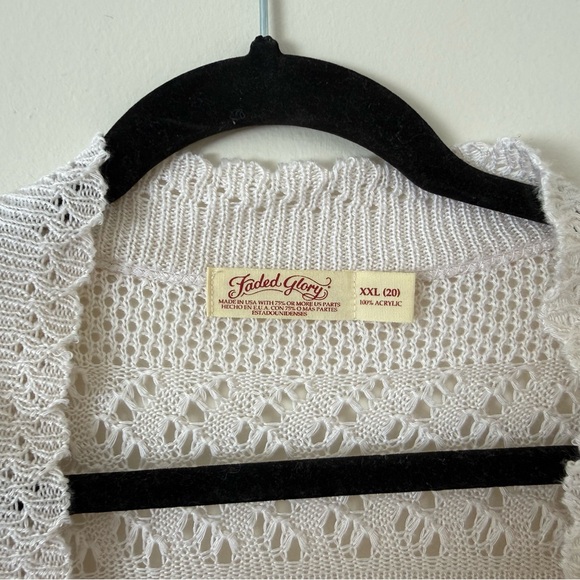 VTG Y2K Fairy Open-Knit Cardigan Faded Glory XXL crochet Shortsleeve Cottagecore - Picture 2 of 6